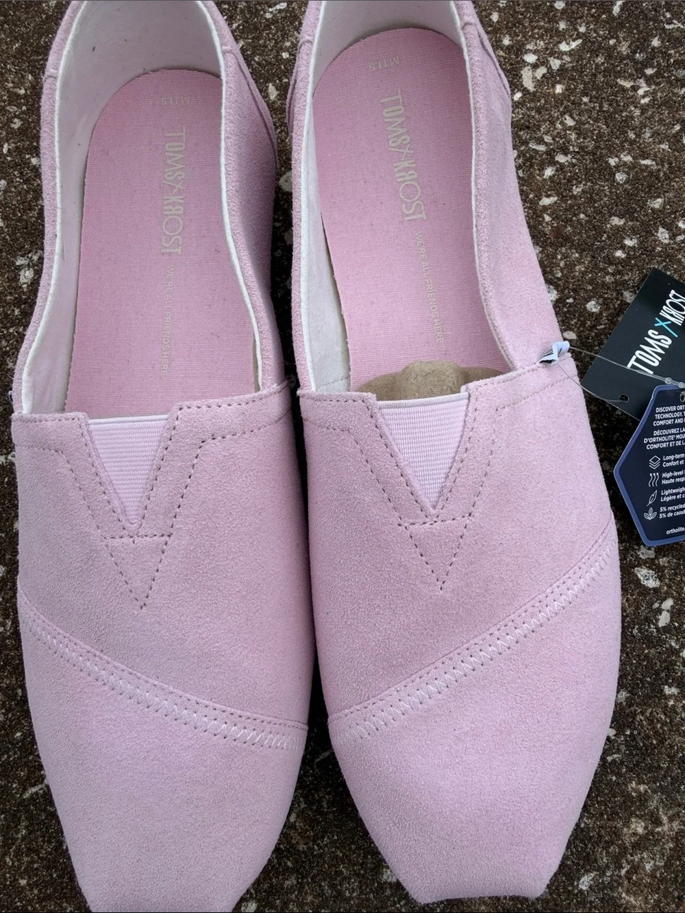 TOMS Pink Classic Slip-On Flats. Size 11.5 Men’s Alpargata Parfait Pink SuedeNEW